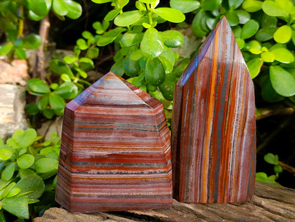 Polished Banded Tiger Iron Points x 2 From Northern Cape, South Africa