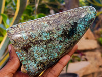 Polished "African Turquoise" Chrysocolla Standing Free Forms x 3 From Blue Mine, South Africa - Toprock Gemstones and Minerals 