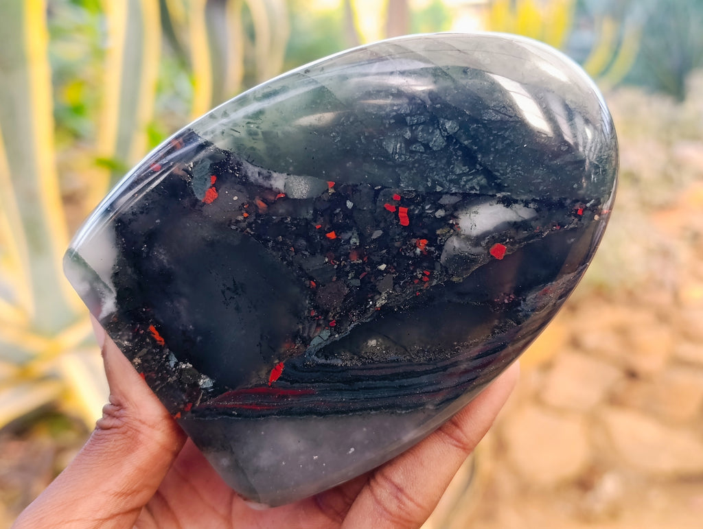 Polished Bloodstone Standing Free Forms x 2 From Swaziland - Toprock Gemstones and Minerals 