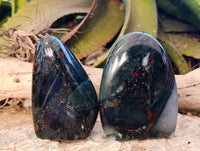 Polished Bloodstone Standing Free Forms x 2 From Swaziland