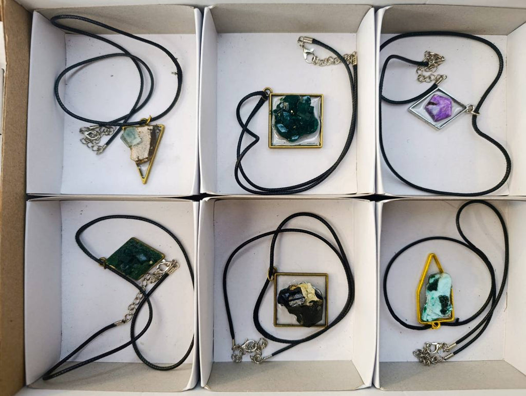 Hand Made Specially Selected Mixed Crystal Pendants - Set in Resin x 6 From Southern Africa - Toprock Gemstones and Minerals 