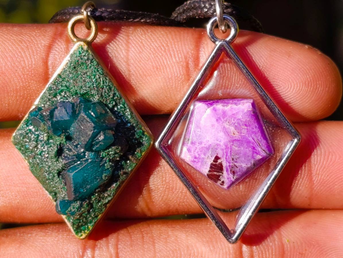 Hand Made Specially Selected Mixed Crystal Pendants - Set in Resin x 6 From Southern Africa - Toprock Gemstones and Minerals 