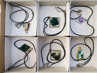 Hand Made Specially Selected Mixed Crystal Pendants - Set in Resin x 6 From Southern Africa