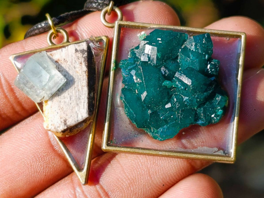 Hand Made Specially Selected Mixed Crystal Pendants - Set in Resin x 6 From Southern Africa - Toprock Gemstones and Minerals 