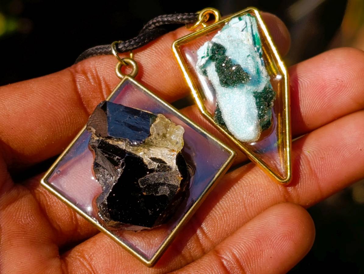 Hand Made Specially Selected Mixed Crystal Pendants - Set in Resin x 6 From Southern Africa - Toprock Gemstones and Minerals 