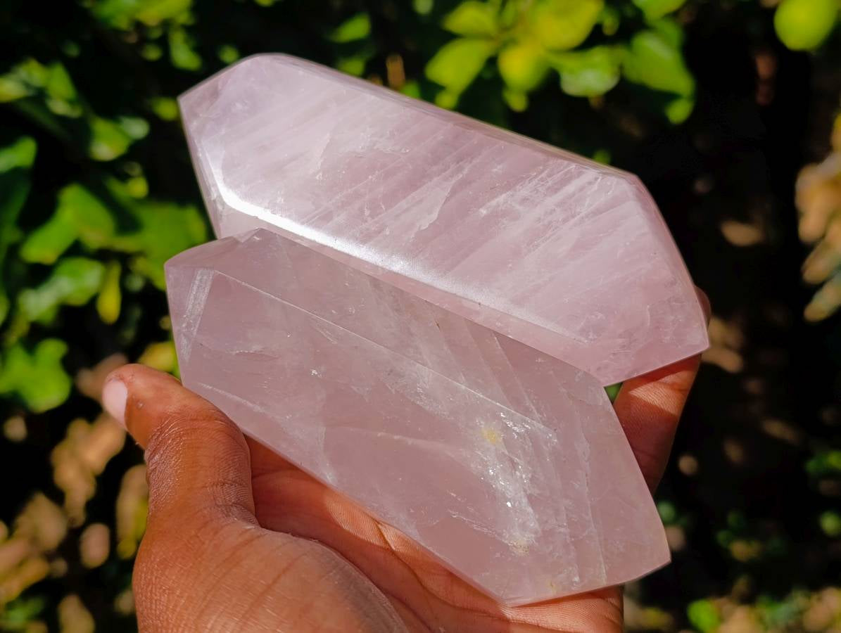 Polished Double Terminated Rose Quartz Points x 5 Ambatondrazaka, Madagascar - Toprock Gemstones and Minerals 