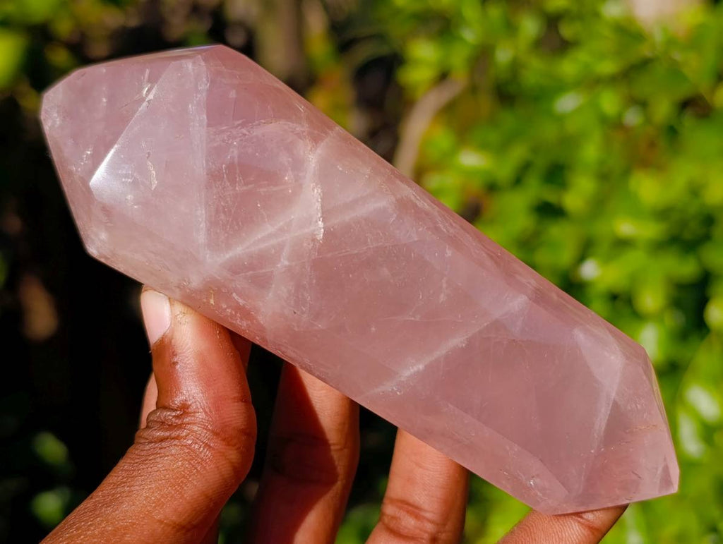 Polished Double Terminated Rose Quartz Points x 5 Ambatondrazaka, Madagascar - Toprock Gemstones and Minerals 