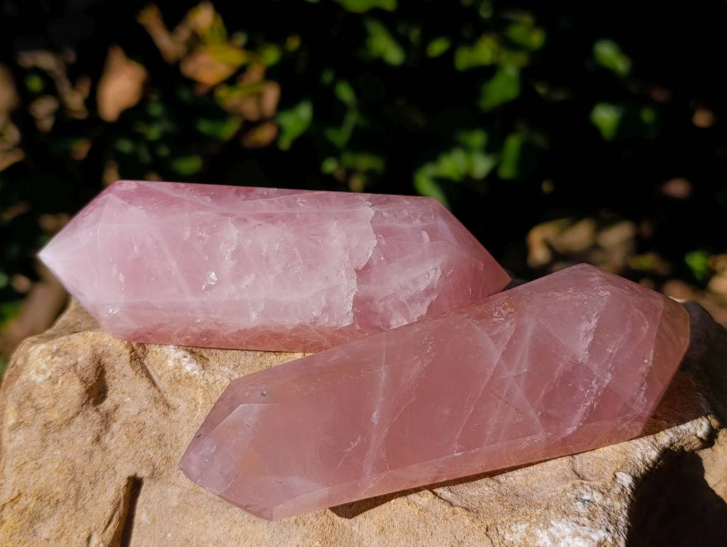 Polished Double Terminated Rose Quartz Points x 5 Ambatondrazaka, Madagascar - Toprock Gemstones and Minerals 