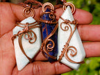 Hand Made Copper Wire Wrapped Pendants x 6 From Southern Africa - Toprock Gemstones and Minerals 