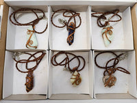 Hand Made Copper Wire Wrapped Pendants x 6 From Southern Africa
