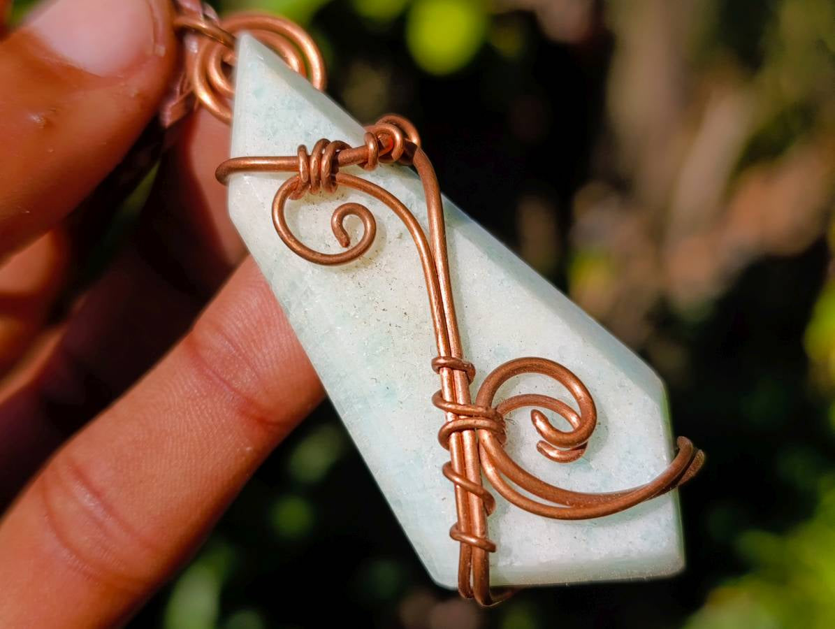 Hand Made Copper Wire Wrapped Pendants x 6 From Southern Africa - Toprock Gemstones and Minerals 