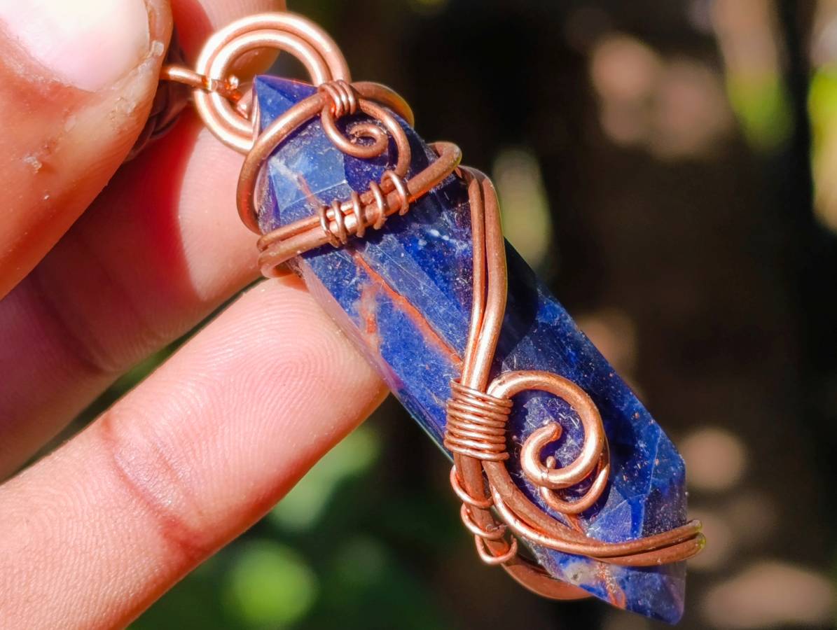 Hand Made Copper Wire Wrapped Pendants x 6 From Southern Africa - Toprock Gemstones and Minerals 