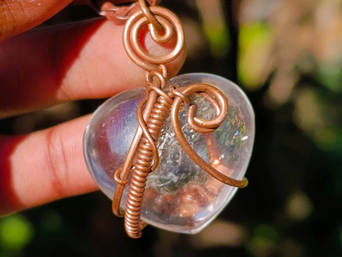 Hand Made Copper Wire Wrapped Pendants x 6 From Southern Africa - Toprock Gemstones and Minerals 