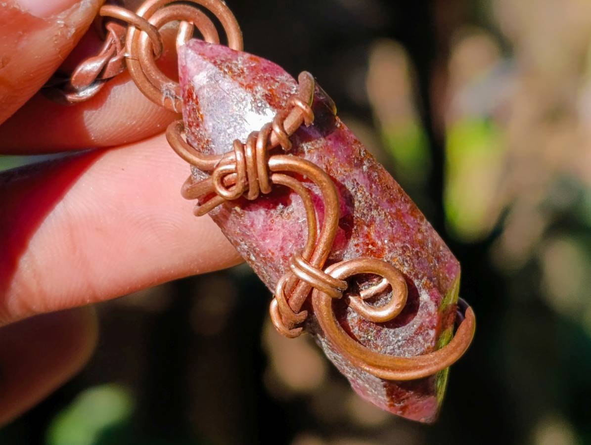 Hand Made Copper Wire Wrapped Pendants x 6 From Southern Africa - Toprock Gemstones and Minerals 