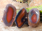 Polished On One Side Red Sashe River Agate Nodules x 20 From Zimbabwe - Toprock Gemstones and Minerals 