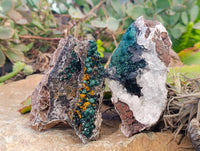 Natural Ball Malachite and Drusy Quartz On Dolomite Matrix Specimens x 3 From Kambove, Congo