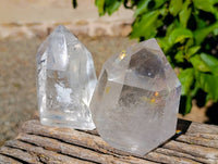 Polished Clear Quartz Rainbow Veil Crystals x 3 From Madagascar