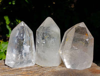 Polished Clear Quartz Rainbow Veil Crystals x 3 From Madagascar