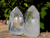 Polished Clear Quartz Rainbow Veil Crystals x 3 From Madagascar
