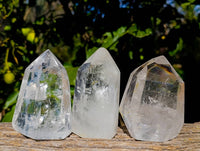 Polished Clear Quartz Rainbow Veil Crystals x 3 From Madagascar