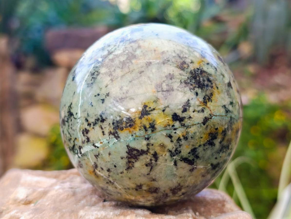 Polished "African Turquoise" Chrysocolla Spheres x 2 From Blue Mine, South Africa - Toprock Gemstones and Minerals 