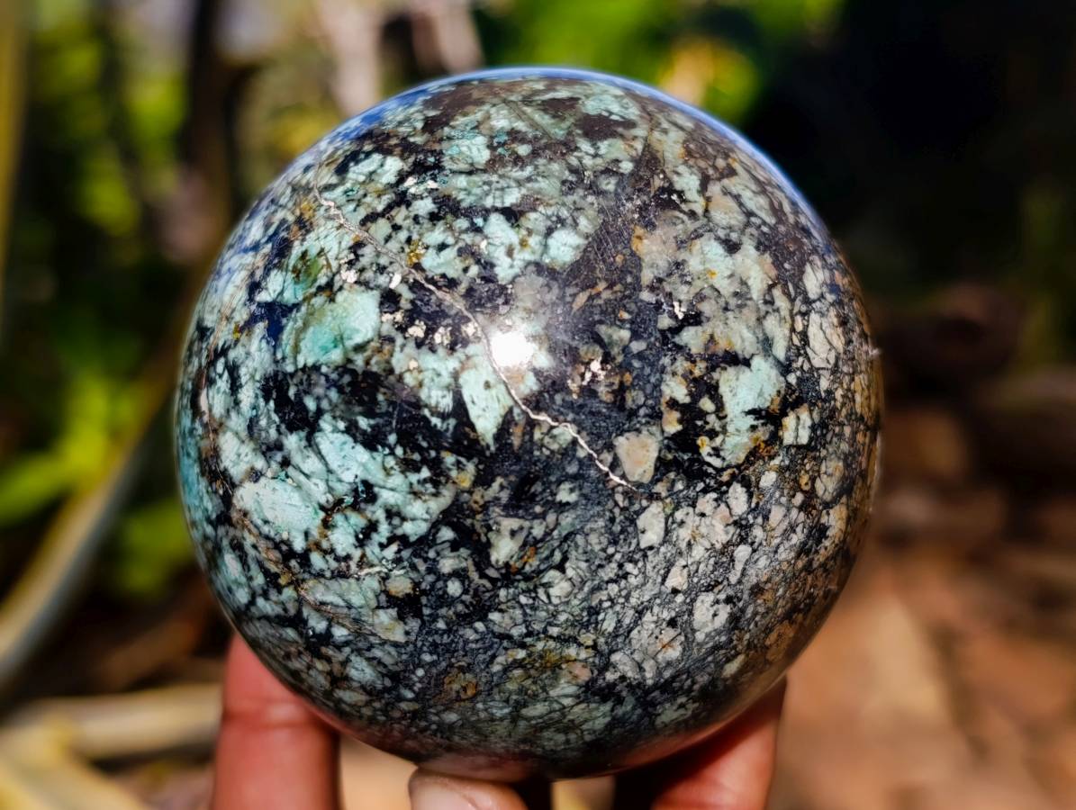 Polished "African Turquoise" Chrysocolla Spheres x 2 From Blue Mine, South Africa - Toprock Gemstones and Minerals 