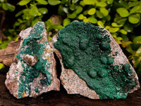 Natural Ball Malachite and Drusy Quartz On Dolomite Matrix Specimens x 2 From Kambove, Congo