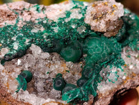 Natural Ball Malachite and Drusy Quartz On Dolomite Matrix Specimens x 2 From Kambove, Congo