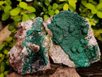 Natural Ball Malachite and Drusy Quartz On Dolomite Matrix Specimens x 2 From Kambove, Congo - Toprock Gemstones and Minerals 