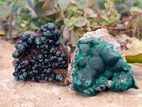 Natural Ball Malachite and Drusy Quartz On Dolomite Matrix Specimens x 6 From Kambove, Congo