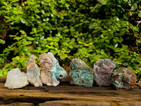 Natural Drusy Coated Chrysocolla on Dolomite Matrix Specimens x 6 From Congo - Toprock Gemstones and Minerals 