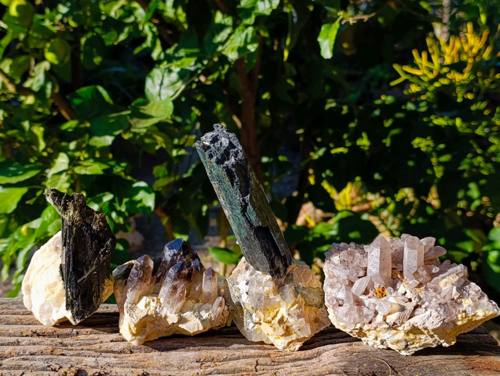 Natural Aegirine Crystals and Orthoclase Feldspar Clusters x 4 From Zomba, Malawi - Toprock Gemstones and Minerals 