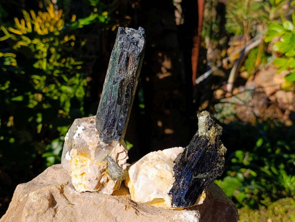 Natural Aegirine Crystals and Orthoclase Feldspar Clusters x 4 From Zomba, Malawi - Toprock Gemstones and Minerals 