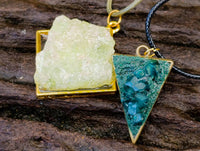 Hand Made Specially Selected Mixed Crystal Pendants - Set in Resin x 6 From Southern Africa