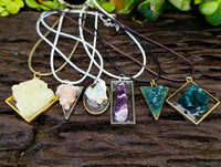 Hand Made Specially Selected Mixed Crystal Pendants - Set in Resin x 6 From Southern Africa