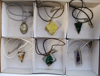 Hand Made Specially Selected Mixed Crystal Pendants - Set in Resin x 6 From Southern Africa