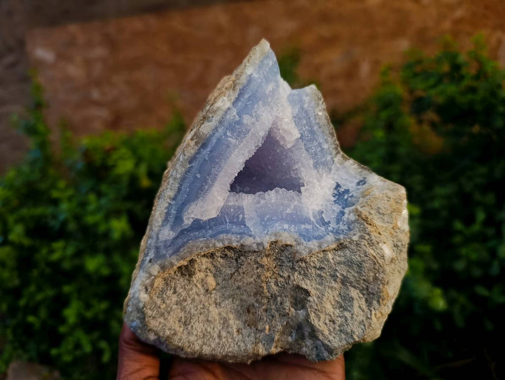 Natural Blue Lace Agate Geode Specimens x 2 From Nsanje, Malawi - Toprock Gemstones and Minerals 