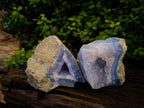 Natural Blue Lace Agate Geode Specimens x 2 From Nsanje, Malawi - Toprock Gemstones and Minerals 
