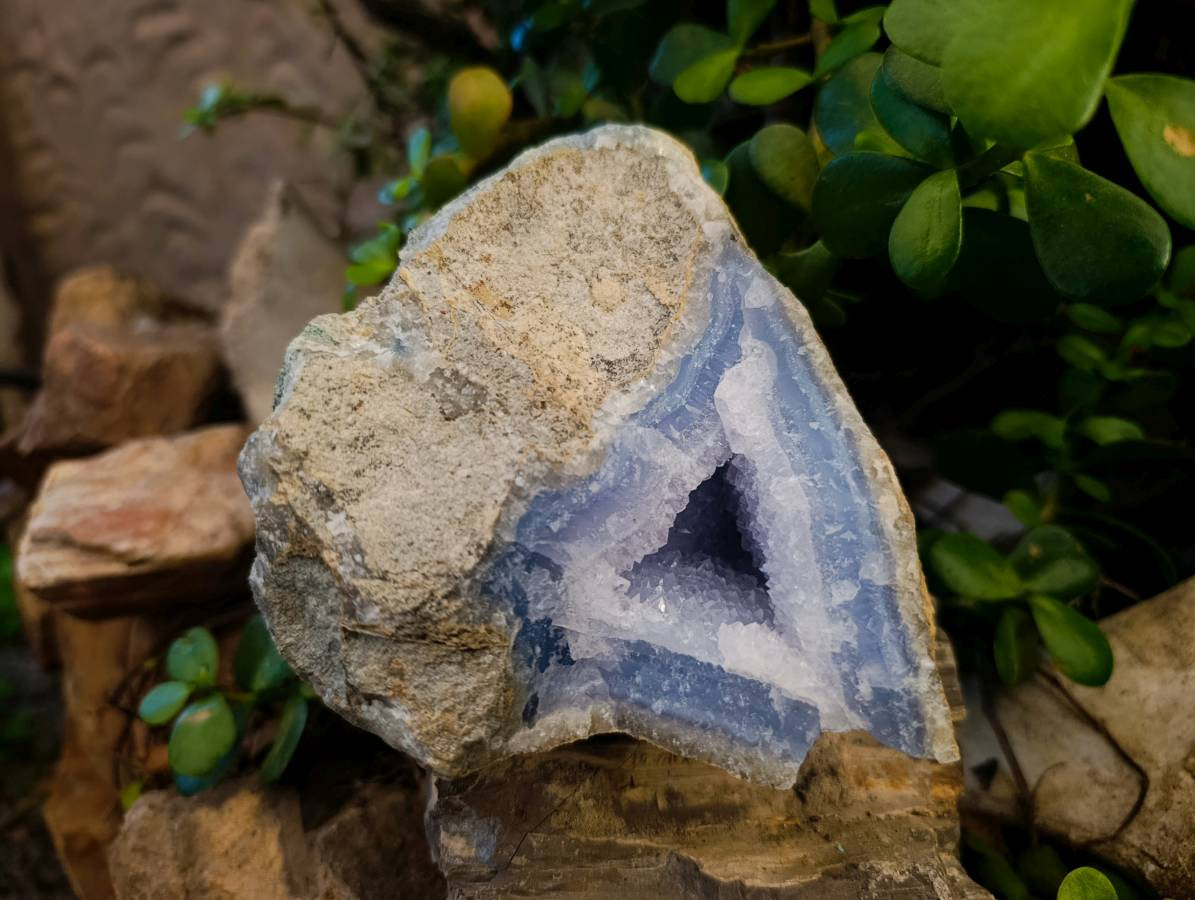 Natural Blue Lace Agate Geode Specimens x 2 From Nsanje, Malawi - Toprock Gemstones and Minerals 
