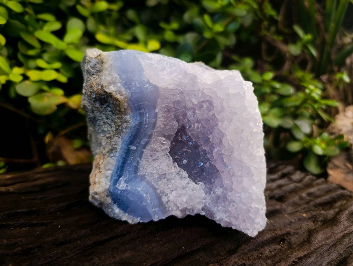 Natural Blue Lace Agate Geode Specimens x 2 From Nsanje, Malawi - Toprock Gemstones and Minerals 