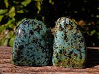Polished "African Turquoise" Chrysocolla Standing Free Forms x 3 From Blue Mine, South Africa - Toprock Gemstones and Minerals 