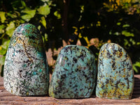 Polished "African Turquoise" Chrysocolla Standing Free Forms x 3 From Blue Mine, South Africa - Toprock Gemstones and Minerals 