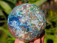 Polished Conglomerate Shattuckite Spheres x 5 From Congo