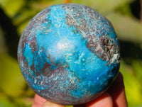 Polished Conglomerate Shattuckite Spheres x 5 From Congo
