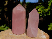 Polished Rose Quartz Points x 6 Ambatondrazaka, Madagascar