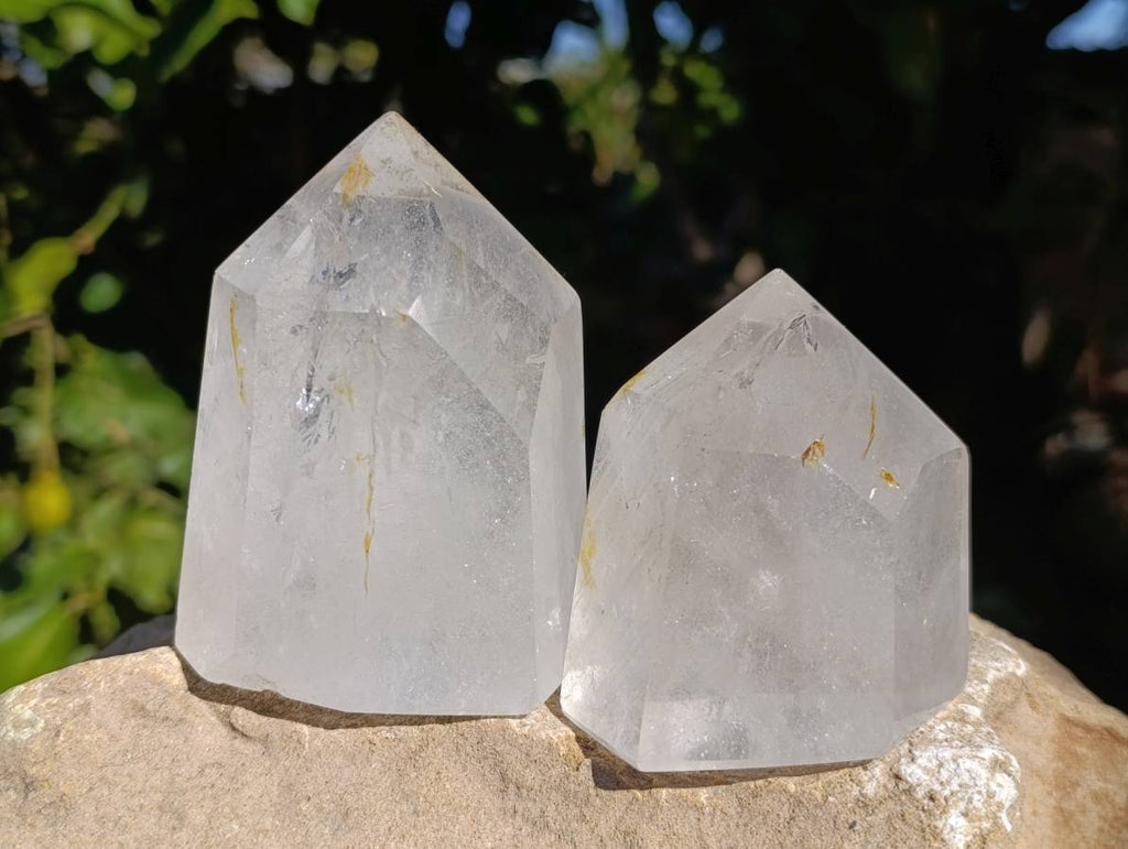 Polished Rainbow Veil Quartz Crystals x 3 From Madagascar - Toprock Gemstones and Minerals 
