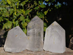 Polished Rainbow Veil Quartz Crystals x 3 From Madagascar - Toprock Gemstones and Minerals 