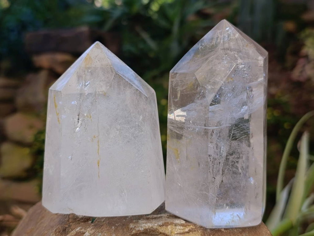 Polished Rainbow Veil Quartz Crystals x 3 From Madagascar - Toprock Gemstones and Minerals 