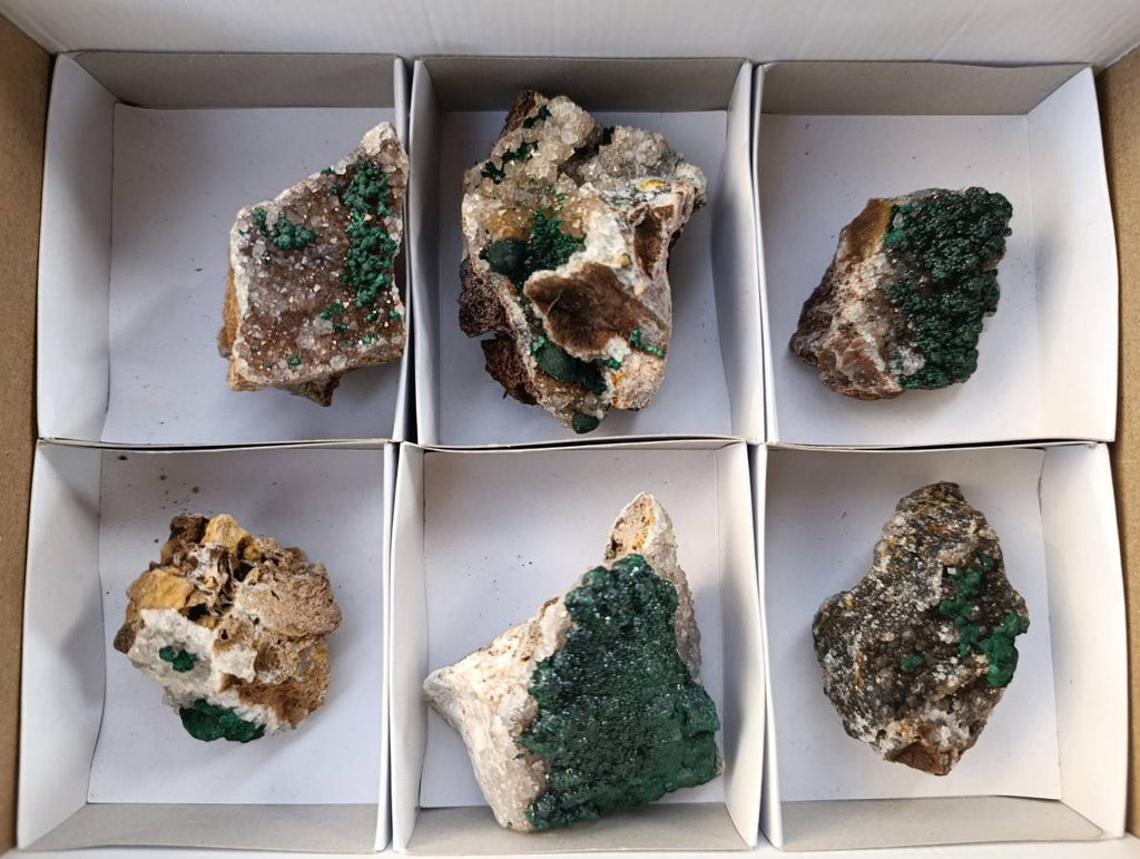 Natural Ball Malachite On Quartz Matrix Specimens x 6 From Kambove, Congo - Toprock Gemstones and Minerals 