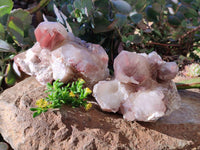 Natural Red Hematoid Quartz Clusters x 2 From Karoi, Zimbabwe